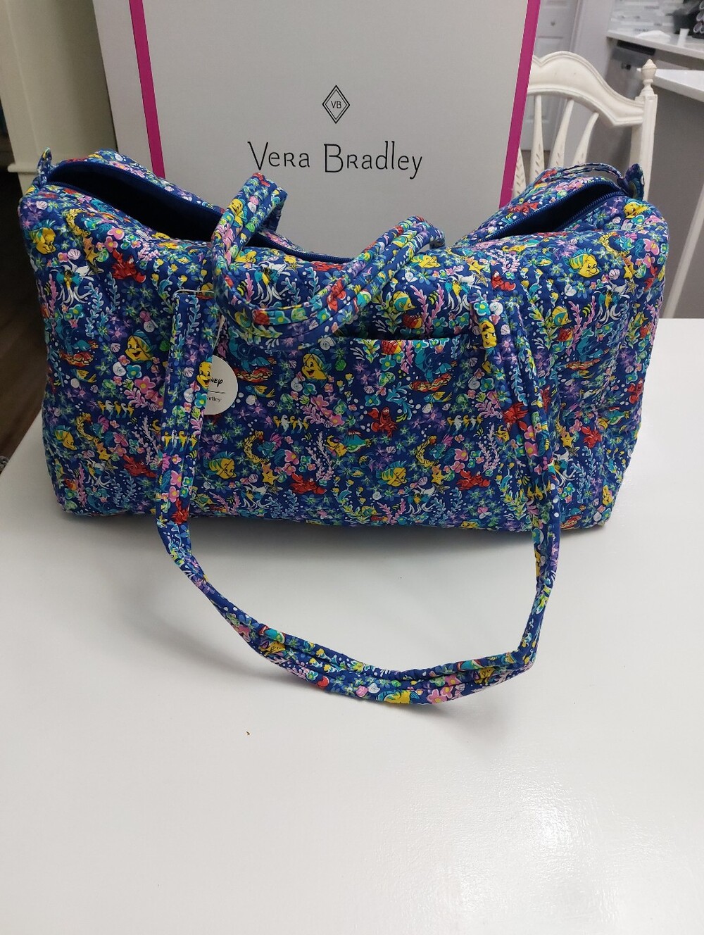 Vera Bradley Large Duffel Disney Ariel Floral Deep Ultramarine NWT
